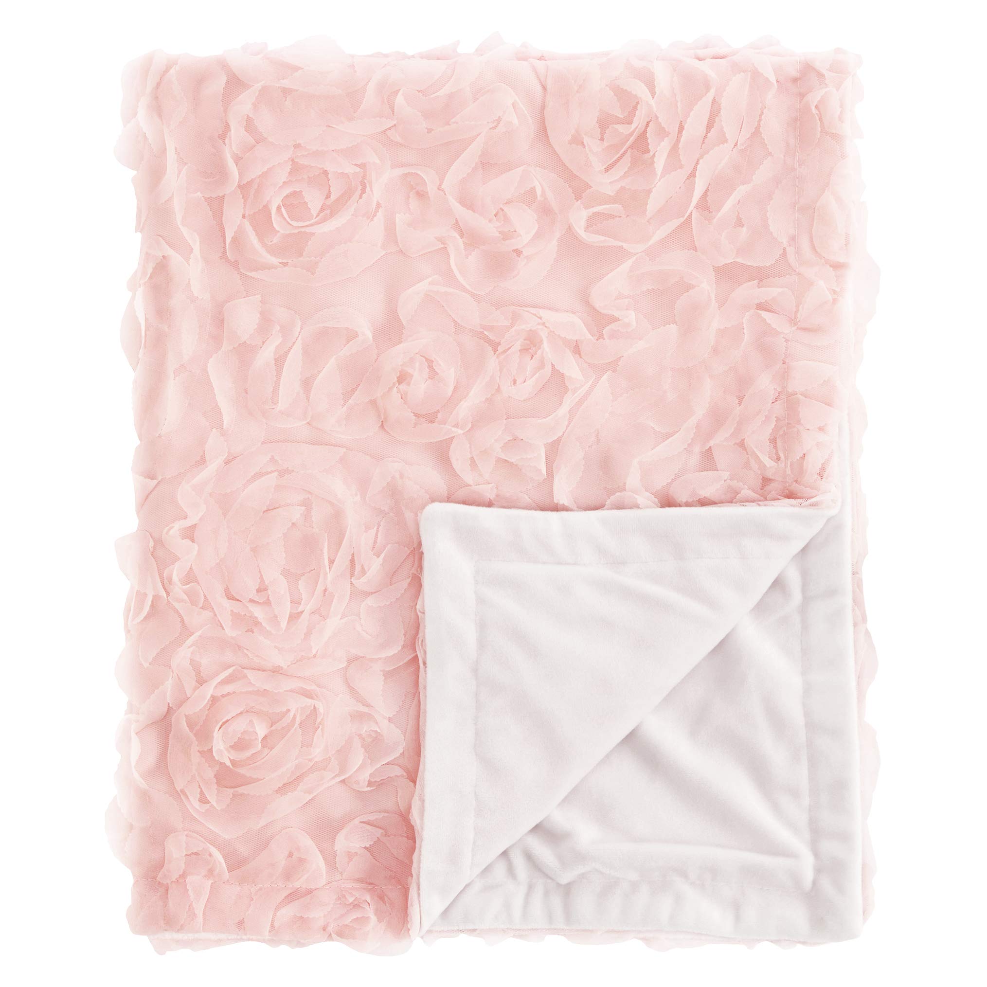 Sweet Jojo Designs Pink Floral Rose Baby Blanket - Soft Minky Swaddle for Newborns & Toddlers, Nursery Car Seat & Stroller Cover, Light Blush Boho Chic Security Blanket - Perfect for Baby Showers, Photo Shoots & Cozy Naptime