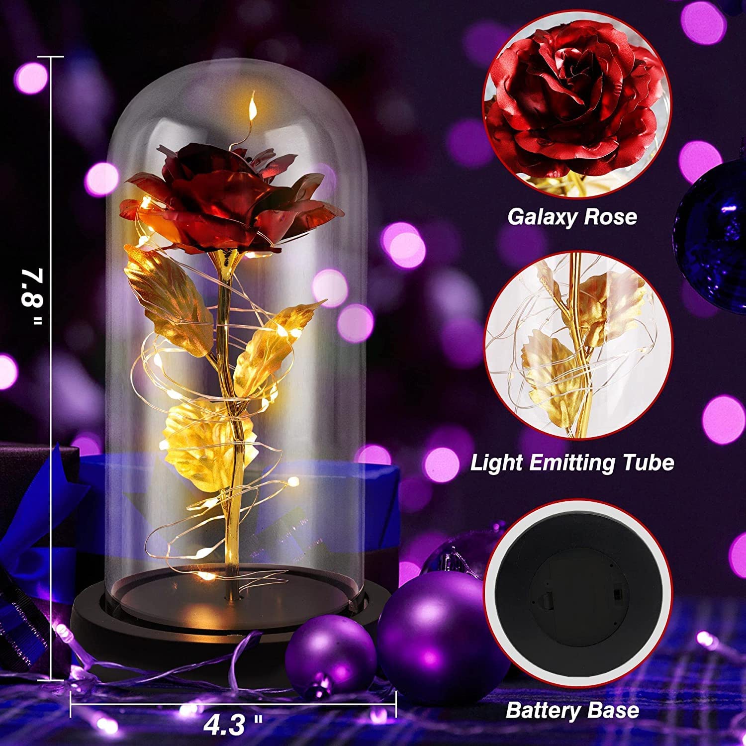 Forever Blooming Red Rose Gift for Women - Valentine's Day, Birthday, Anniversary Present for Wife, Mom, Grandma | Romantic Keepsake for Special Occasions | Perfect for Home Decor, Wedding Centerpieces & Thoughtful Surprises