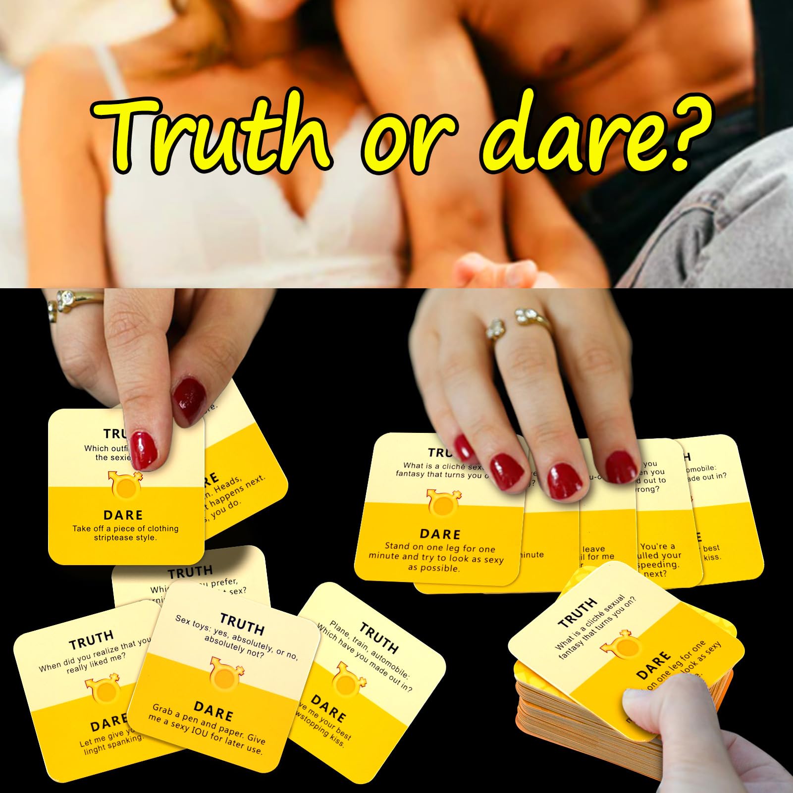 Truth or Dare Sex Card Game for Couples - Romantic Intimacy Deck with 50 Erotic Challenges | Adult Party Game for Date Nights & Spicing Up Relationships (Bilingual English/Spanish)