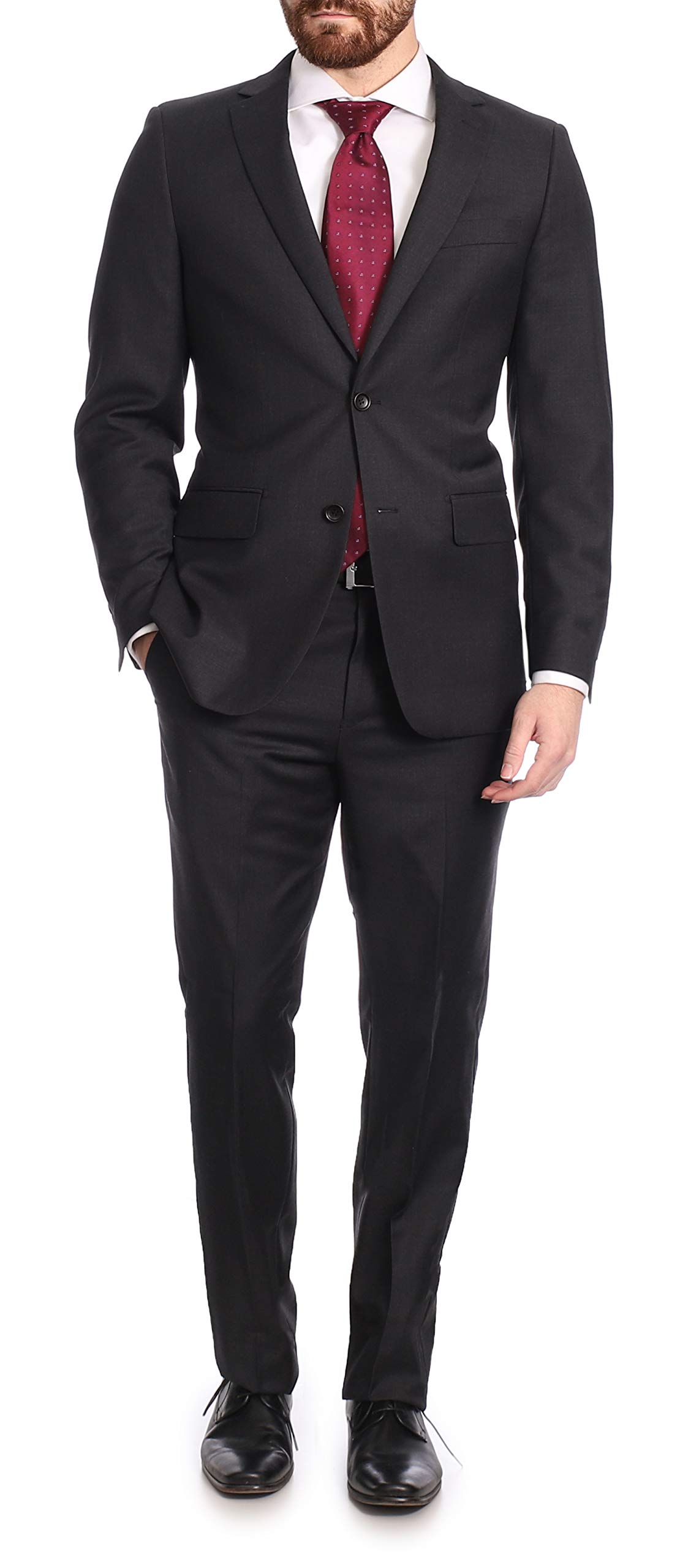 Men's Classic Fit Two-Button 100% Wool 2-Piece Suit - Perfect for Business Meetings, Weddings & Formal Events
