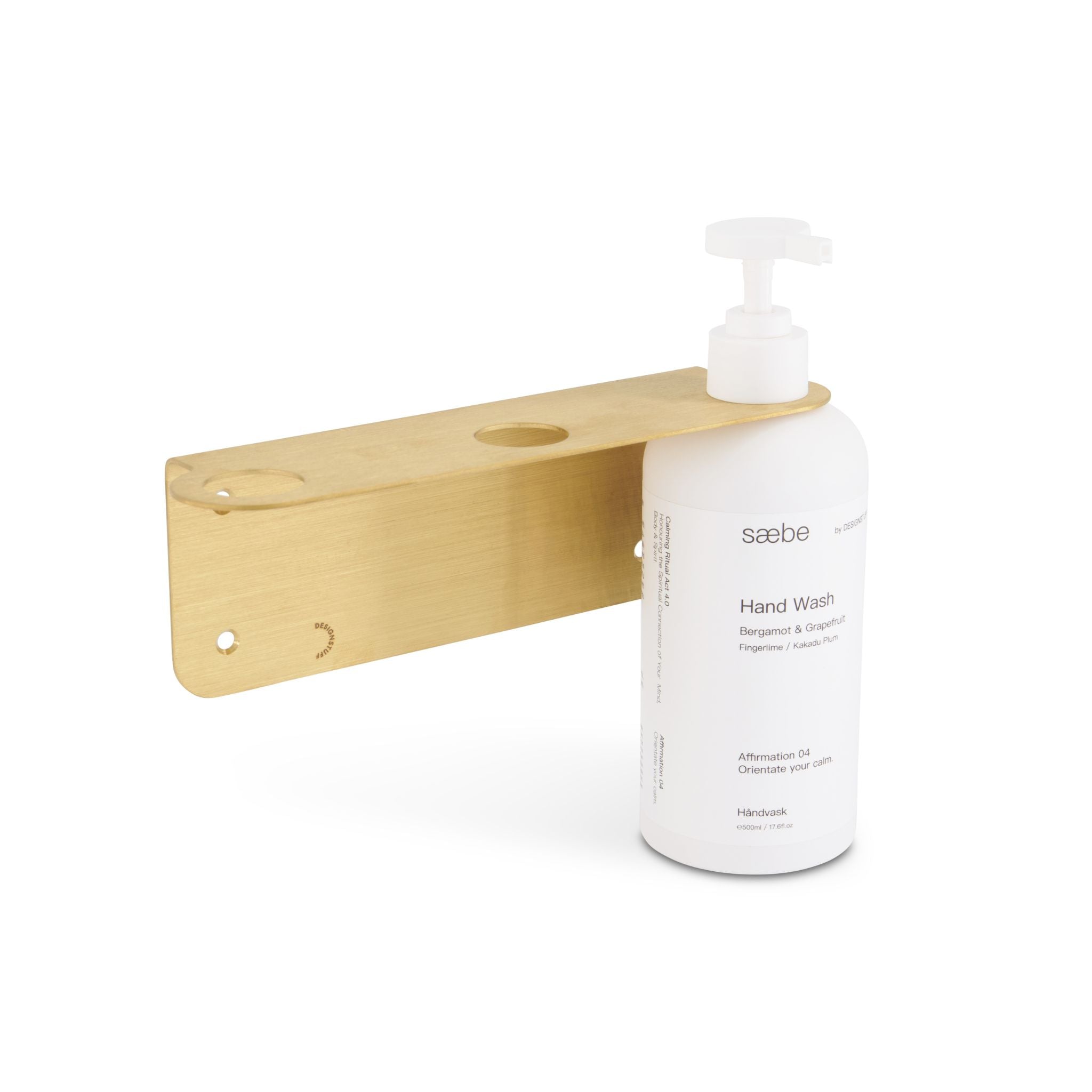 DESIGNSTUFF Floating Triple Soap Dispenser Holder - Brushed Brass Finish | Modern Bathroom Organizer for Liquid Soap, Lotion & Hand Sanitizer | Perfect for Kitchen, Bathroom & Spa Decor