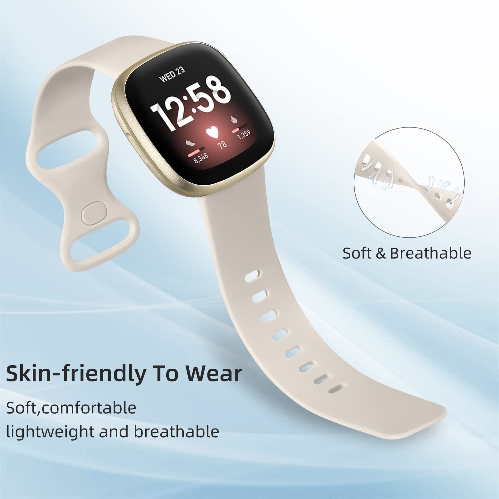 Odbeai Soft Replacement Sport Band Compatible with Fitbit Versa 4/3, Sense/Sense 2 - Breathable & Adjustable Fitness Strap for Women & Men - Perfect for Running, Gym & Daily Wear