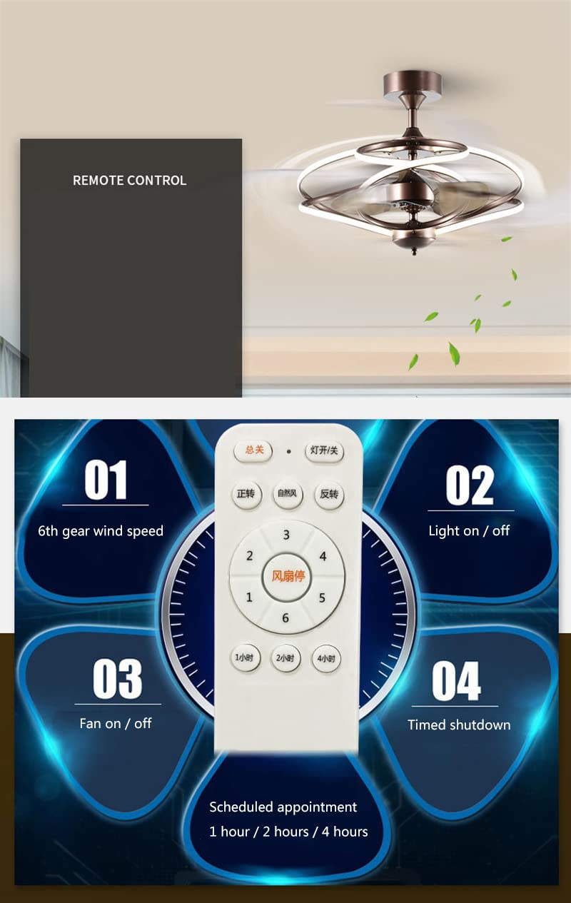 Modern American Style Ceiling Fan with LED Light - Remote Control Metal Chandelier for Living Room, Bedroom & Patio - Energy Efficient Quiet Operation (Style A)
