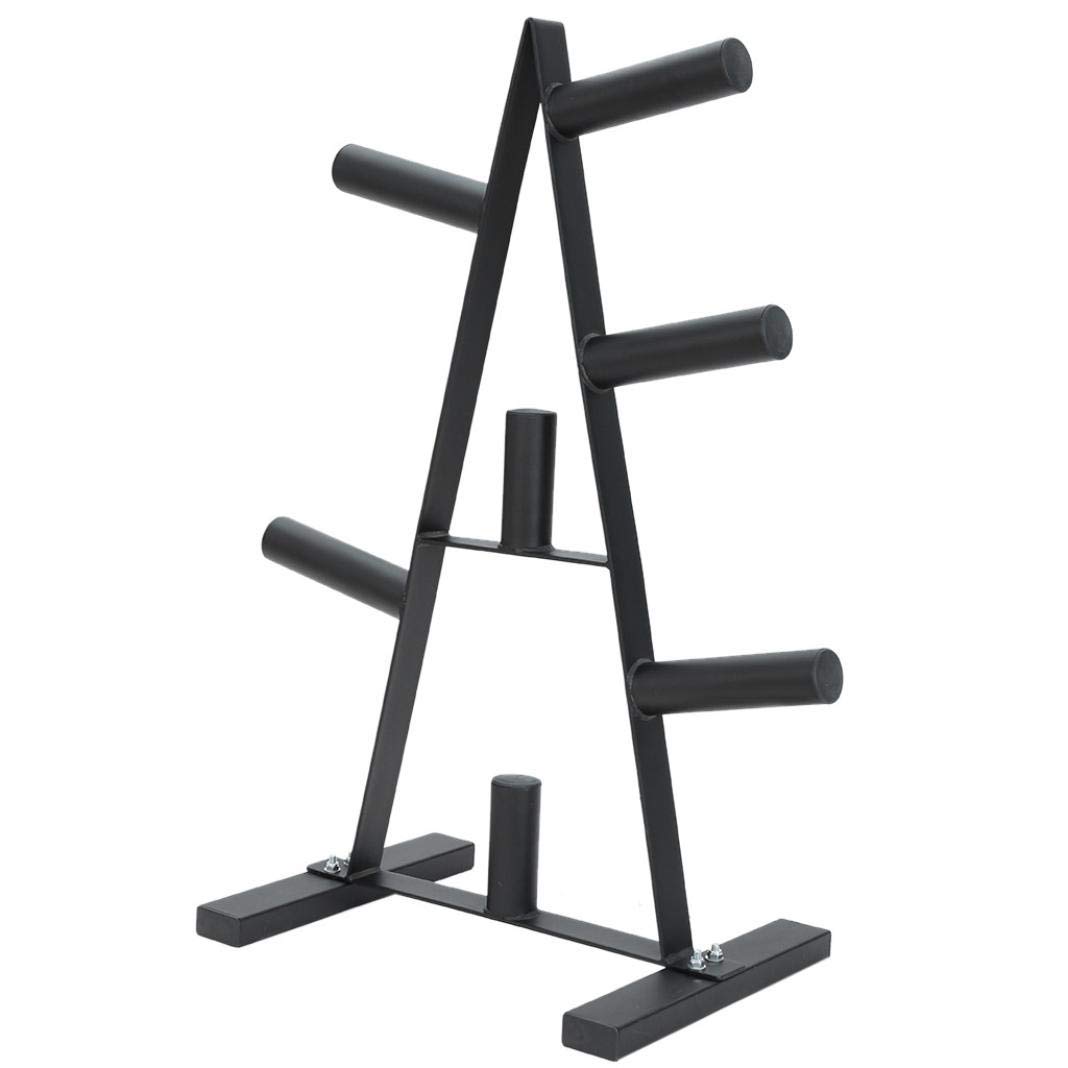 YOG Olympic Weight Plate Rack - 2 Inch Dumbbell Storage Stand for Bumper Plates - Heavy Duty 400lbs Capacity Home Gym Equipment - Perfect for Garage, Basement & Home Workout Stations (Black)