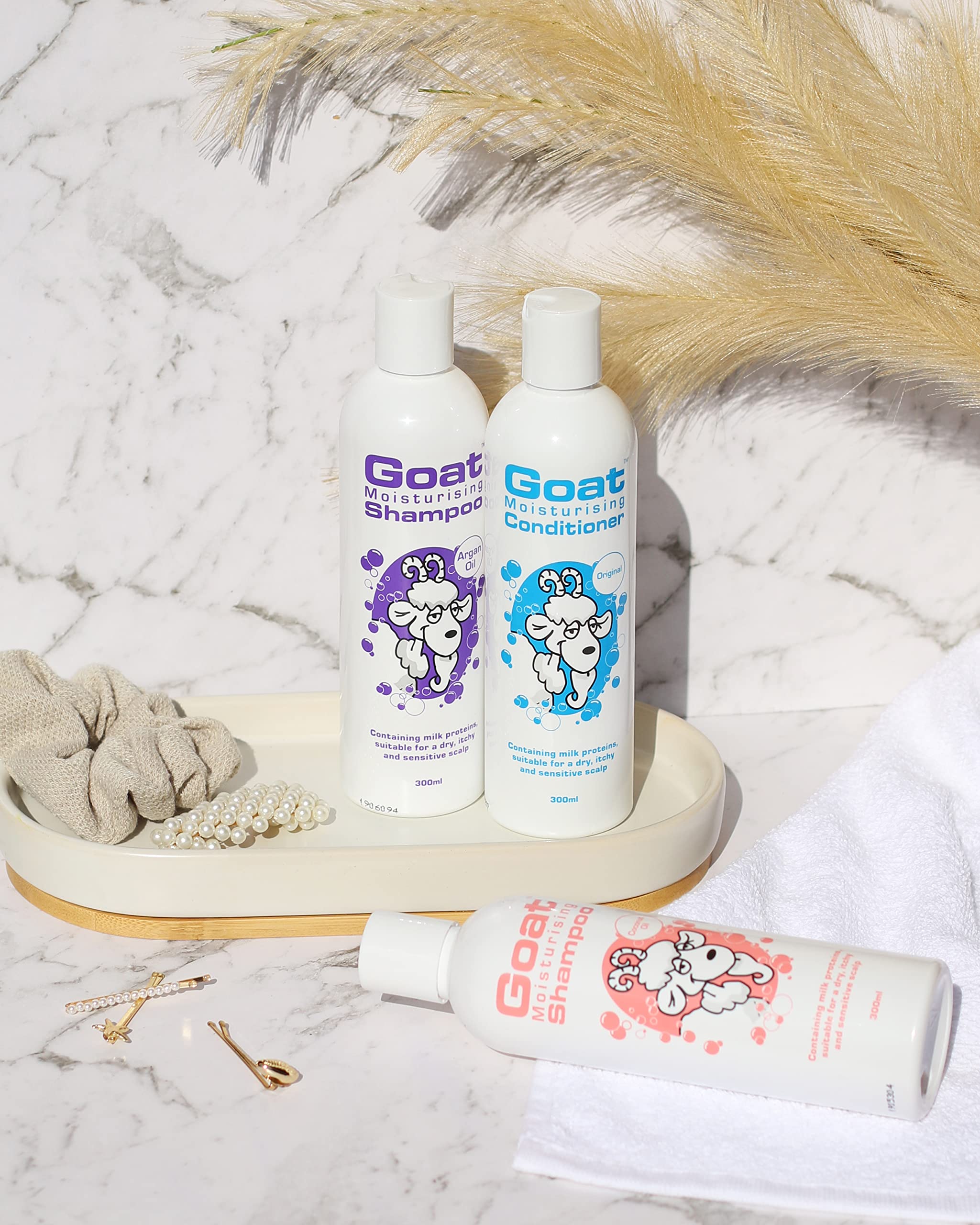Goat Milk Shampoo and Conditioner Set - Sulfate Free, Paraben Free, Petrochemical Free with Argan Oil - Moisturizing Hair Care Value Pack for Dry, Damaged Hair - Perfect for Daily Use & Natural Hair Revival