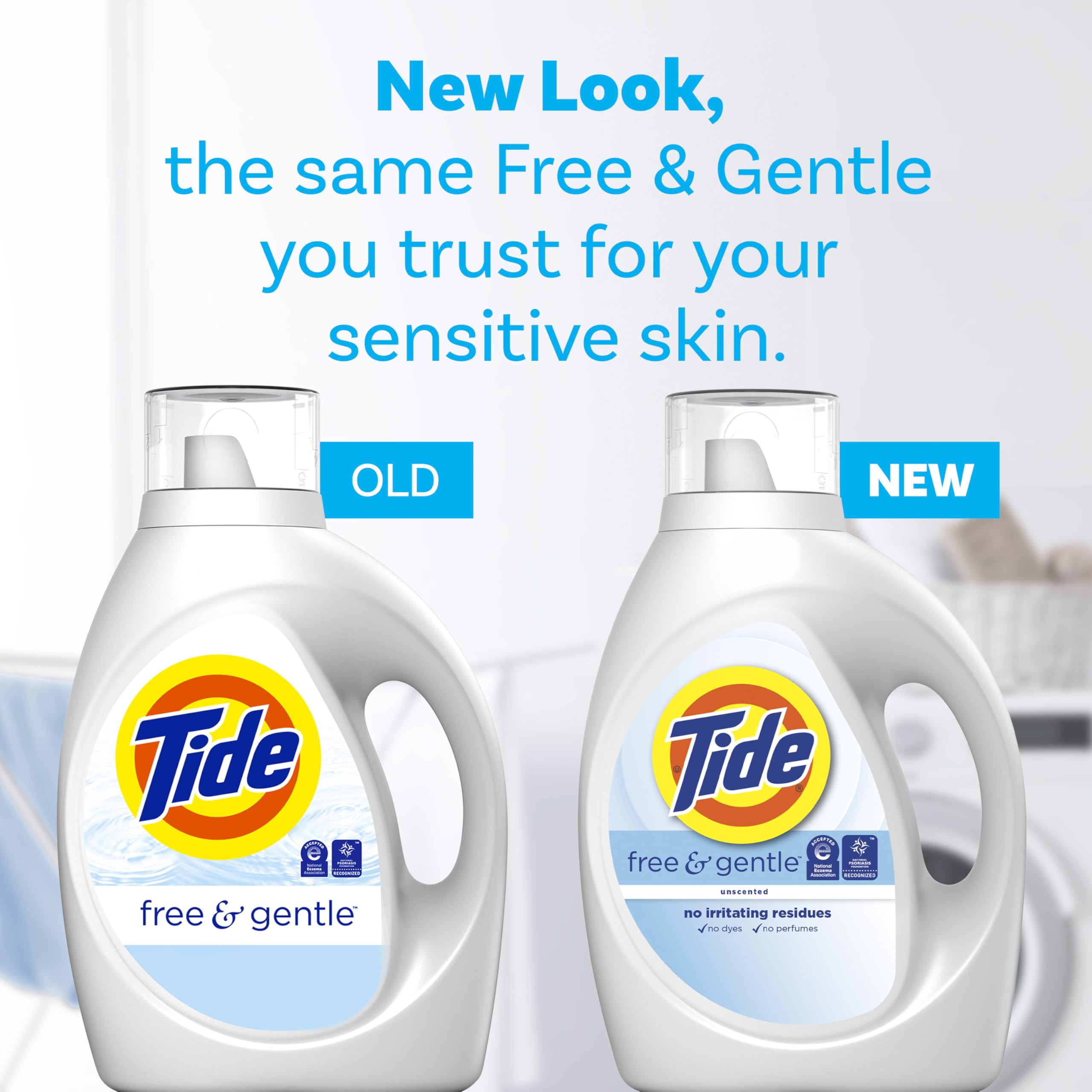 Tide Free & Gentle Liquid Laundry Detergent for Sensitive Skin - 132 fl oz (100 Loads) | Hypoallergenic, Dye-Free & Fragrance-Free | Perfect for Baby Clothes, Delicates & Allergy Sufferers | Gentle on Skin, Tough on Stains