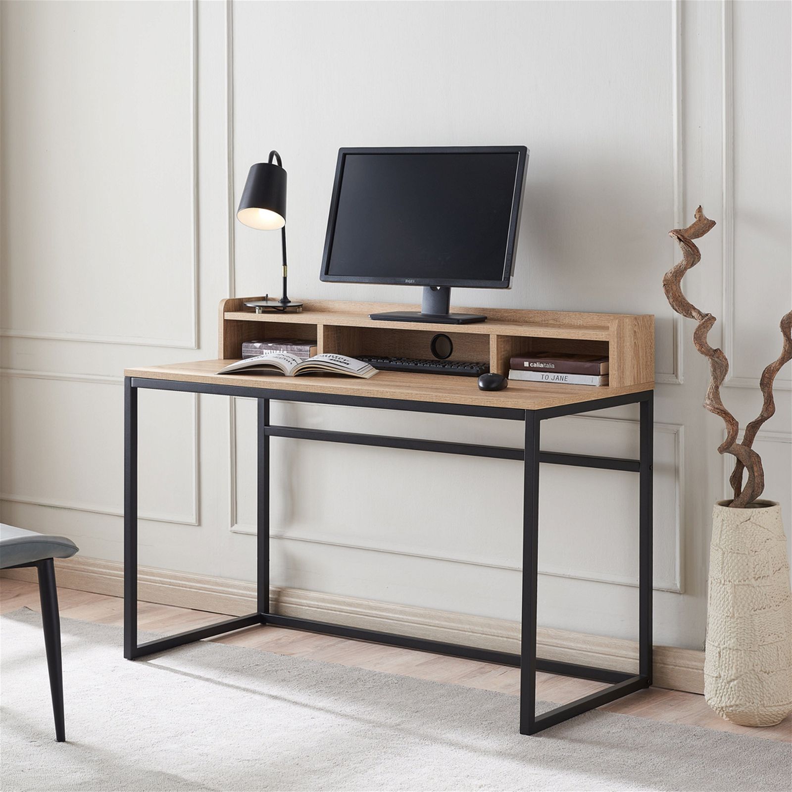 Woodstock Sally Office Desk 1200 - Light Oak Finish, Modern Home Office Furniture for Small Spaces | Perfect for Remote Work & Study