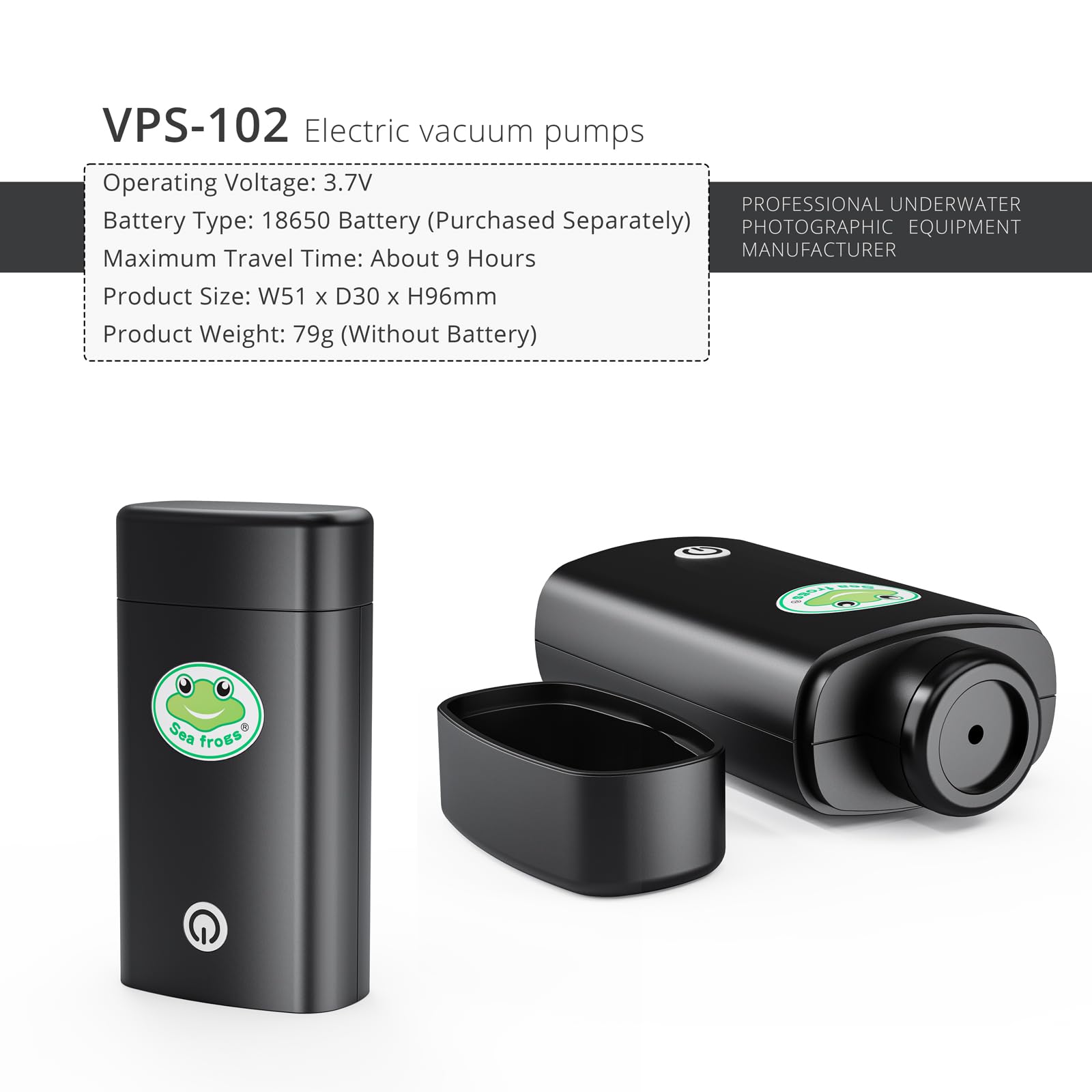 Sea Frogs VPS-101 Electric Vacuum Pump for Waterproof Camera Housing - Pre-Dive Leak Detection System | Ideal for Underwater Photography, Scuba Diving & Marine Exploration