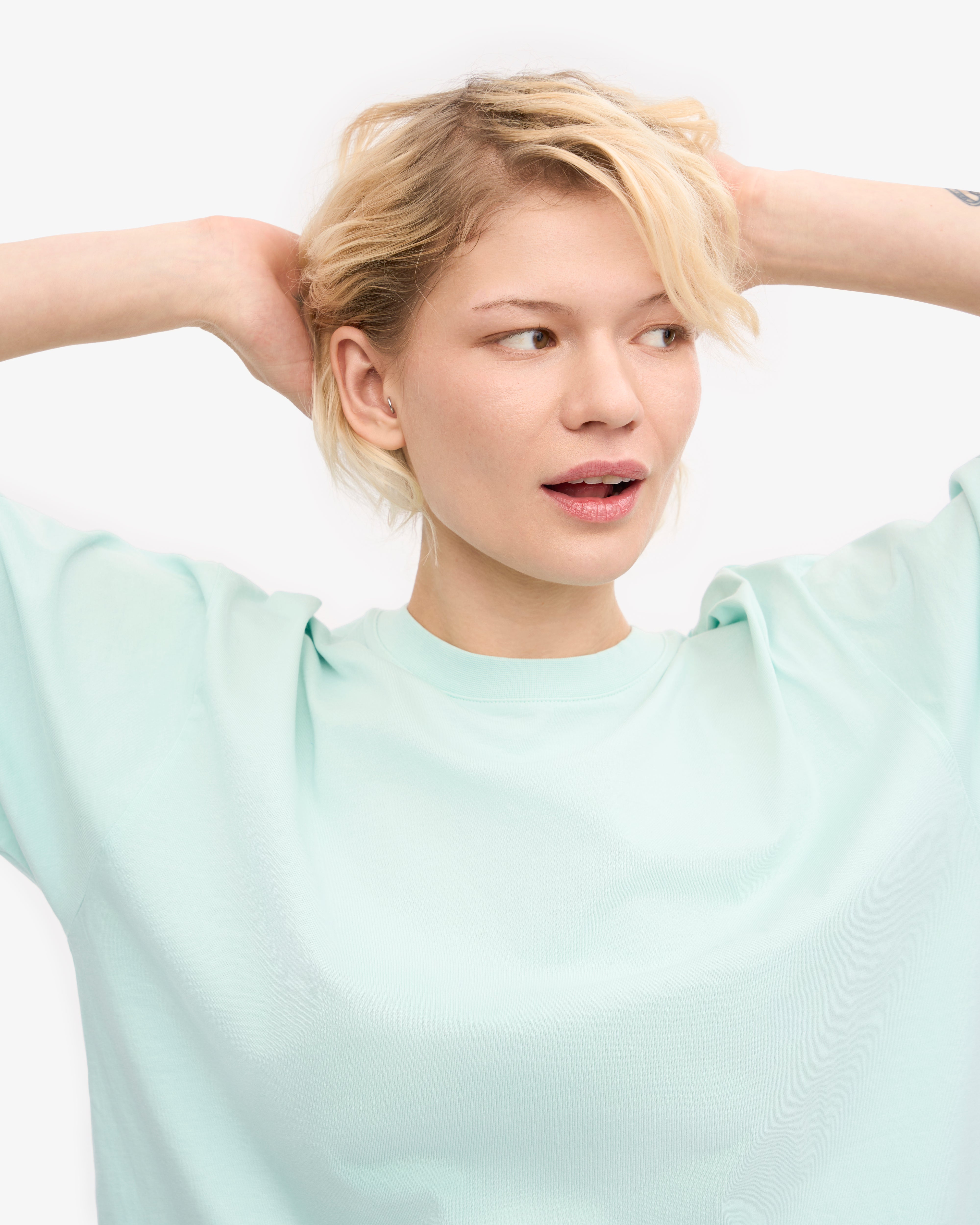 Organic Oversized T-Shirt for Women - Light Aqua - Soft & Comfortable Cotton Tee for Casual Wear, Loungewear & Everyday Outfits