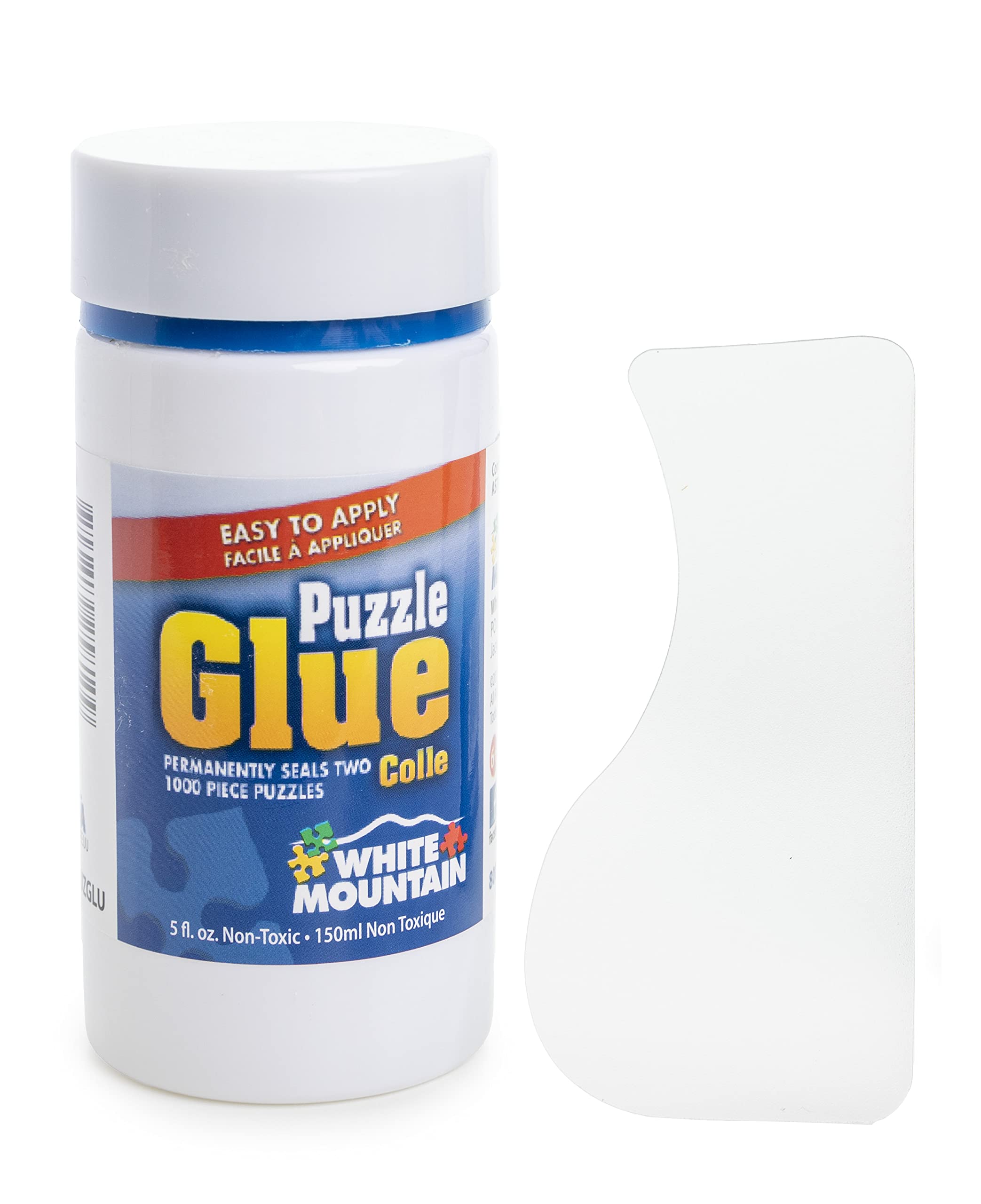 Premium White Mountain Puzzle Glue with Brush Applicator - 5 oz Bottle for 2000+ Piece Jigsaw Puzzles - Preserve & Frame Your Masterpiece for Home Decor & Gifts