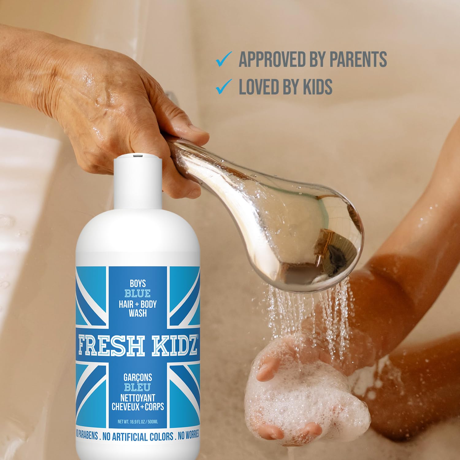 Fresh Kidz Hair & Body Wash for Kids & Teens - Gentle Sulfate-Free Cleanser for Sensitive Skin - Boys Blue Scent, 16.9 Fl Oz - Perfect for Daily Bath & Shower Routine