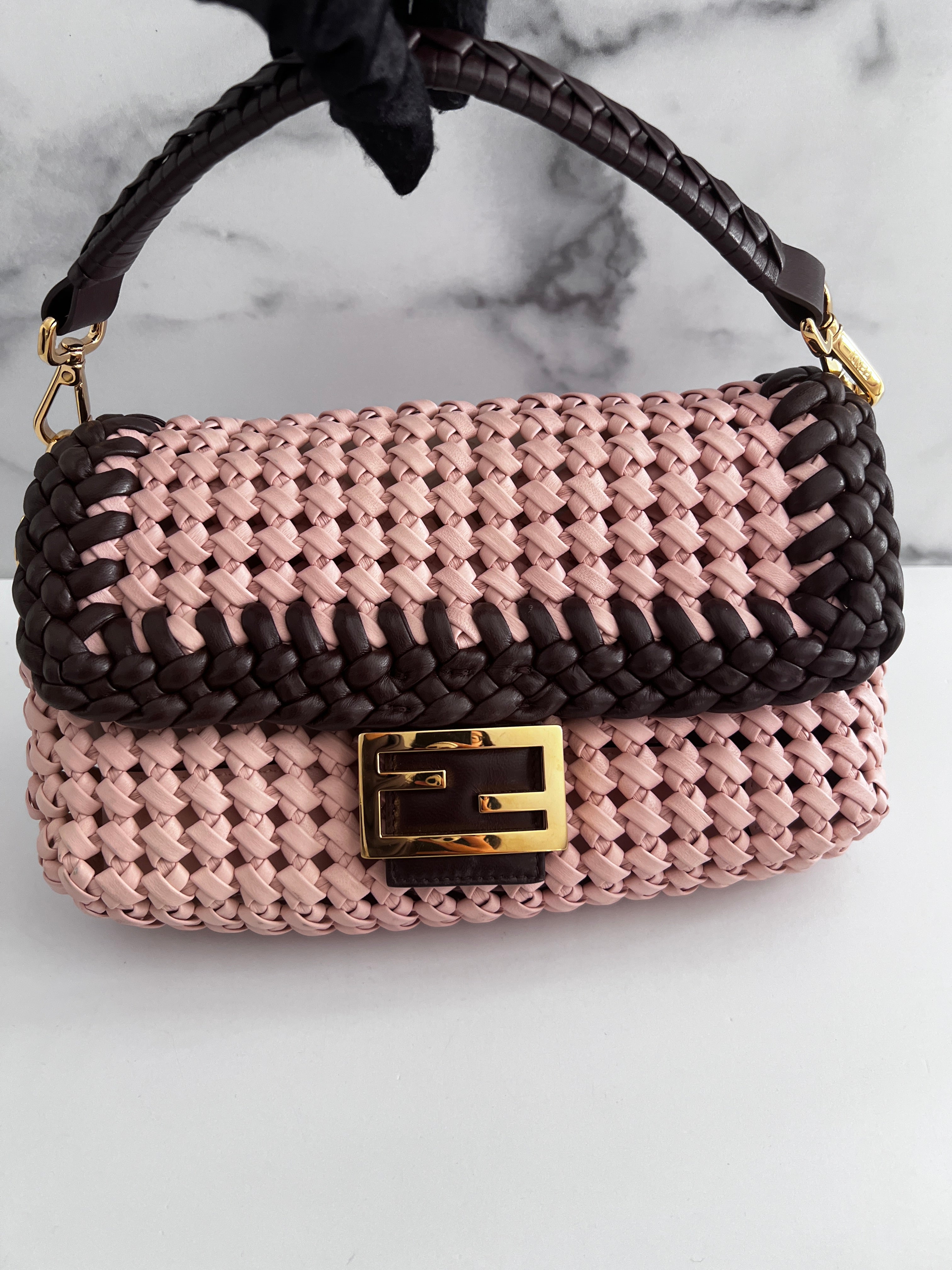 Fendi Leather Woven Baguette Bag - Luxury Designer Handbag for Women | Perfect for Work, Evening & Travel Accessories