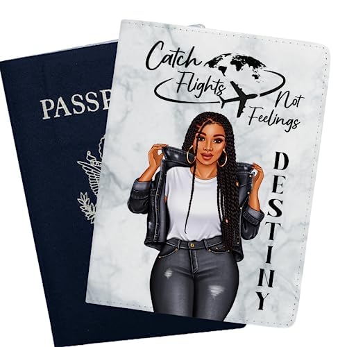 Black Girl Braids Passport Holder & Luggage Tag Set - Stylish Travel Accessories for Women - Custom Passport Cover & Baggage ID Tags - Perfect Travel Gift for Vacation, Business Trips & Airplane Travel