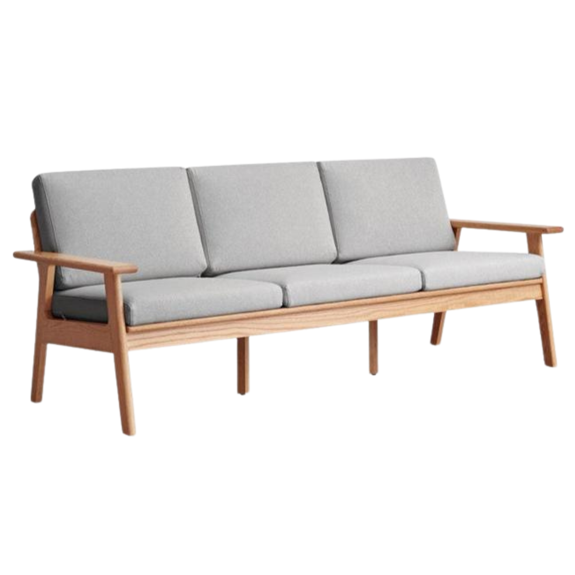 Japanese Style 3-Seater Fabric Sofa - Solid Oak & Pine Wood Frame - Perfect for Living Room, Lounge, or Zen Home Decor