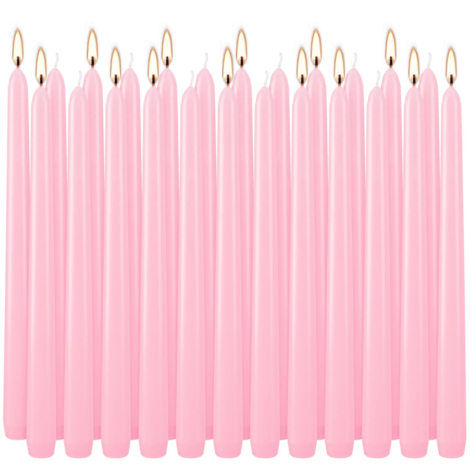 10 Inch Pink Taper Candles - Set of 24 Dripless Unscented Candlesticks for Dinner Parties, Shabbat, Halloween, Christmas, Weddings - Long Lasting 8 Hour Burn Time - Perfect for Romantic Dinners, Holiday Decor & Special Occasions