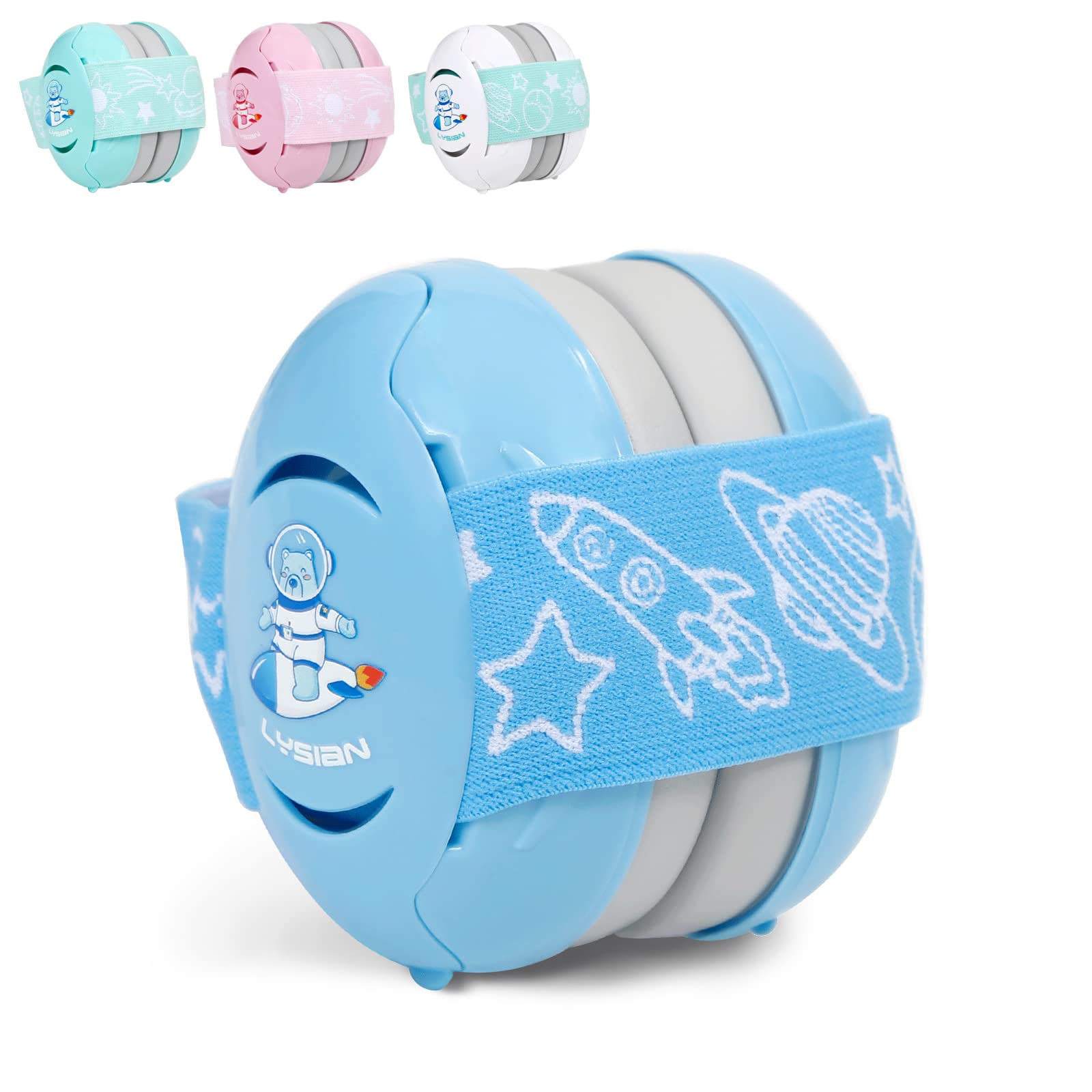 Baby Ear Muffs Noise Cancelling for Infants & Toddlers - Soft Elastic Headband Hearing Protection Earmuffs for Sleeping, Travel, Airplane, Concerts & Fireworks - Comfortable Sound Blocking by Lysian