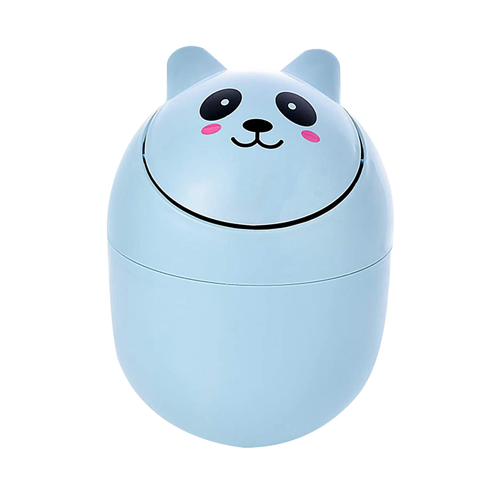 Small Cute Desktop Trash Can - Mini Plastic Garbage Bin with Shake Cover for Office, Coffee Table, Kitchen - Blue Paper Basket | Perfect for Home, Office & Dorm Organization