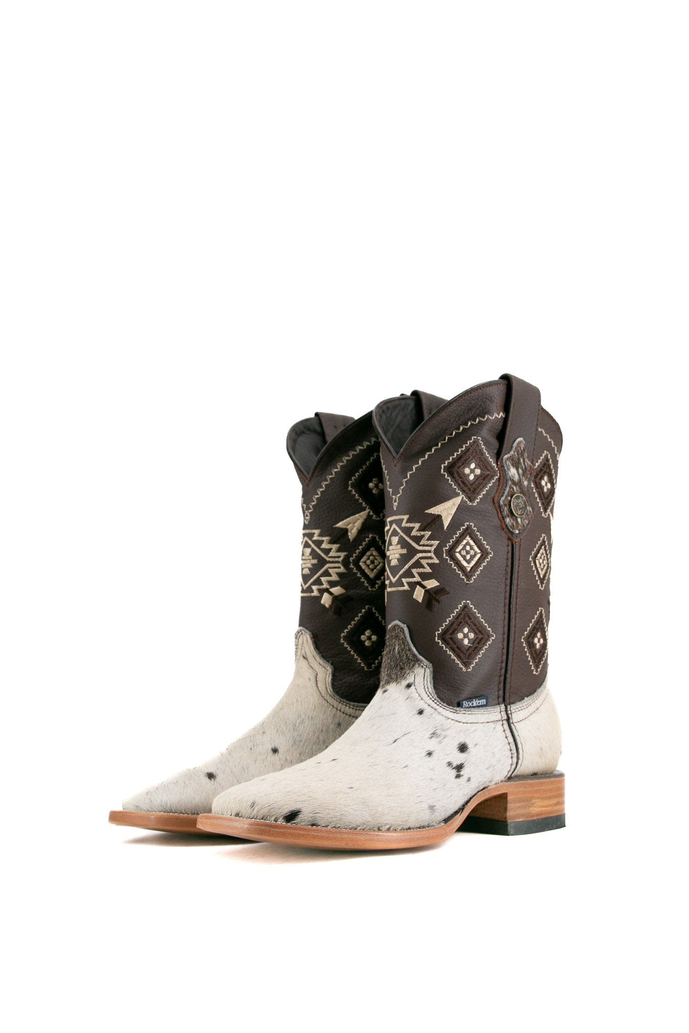 Authentic Men's Cowhide Square Toe Cowboy Boots - Size 8.5 - Western Style Riding Boots - Durable & Comfortable for Ranch Work, Country Music Festivals and Everyday Wear
