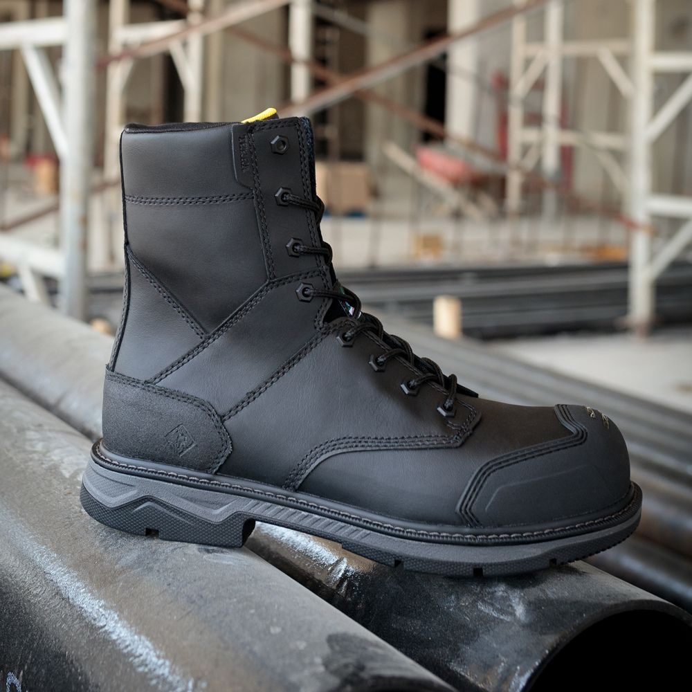 Terra Patton TR0A4NS5BLK Unisex Steel Toe Work Boots - CSA Certified Safety Shoes for Men & Women, Black - Ideal for Construction, Warehouse & Industrial Work Environments