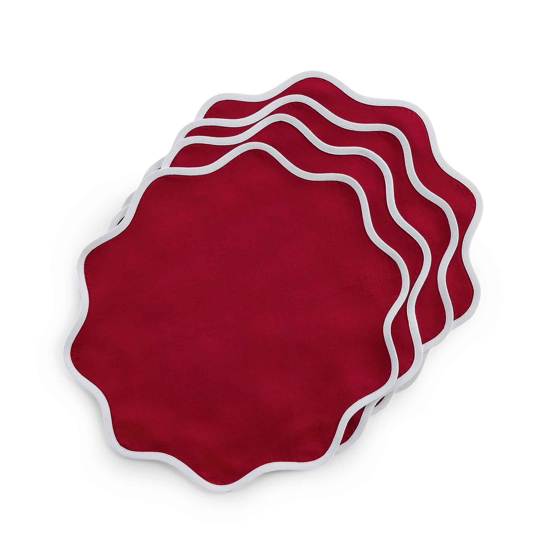Giselle Scallop Edge Placemats Set of 4 - Elegant Round Table Mats for Dining, Kitchen, Party & Home Decor