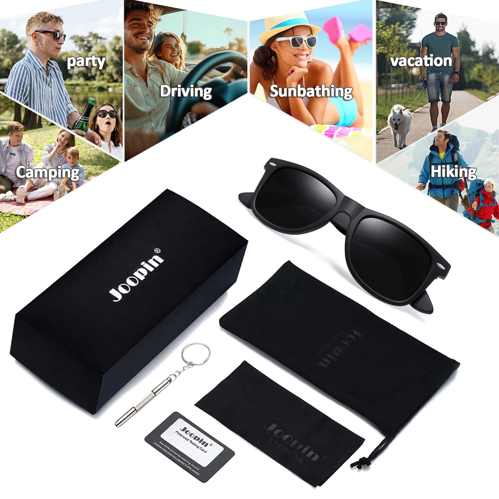 Joopin Square Polarized Sunglasses for Men & Women - UV Protection, Trendy Designer Shades for Outdoor, Driving & Fashion