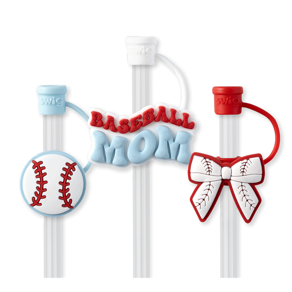 Home Run Straw Topper Set - 6 Pack Silicone Drink Lids for Cups & Tumblers - Perfect for Baseball Games, BBQs & Summer Parties