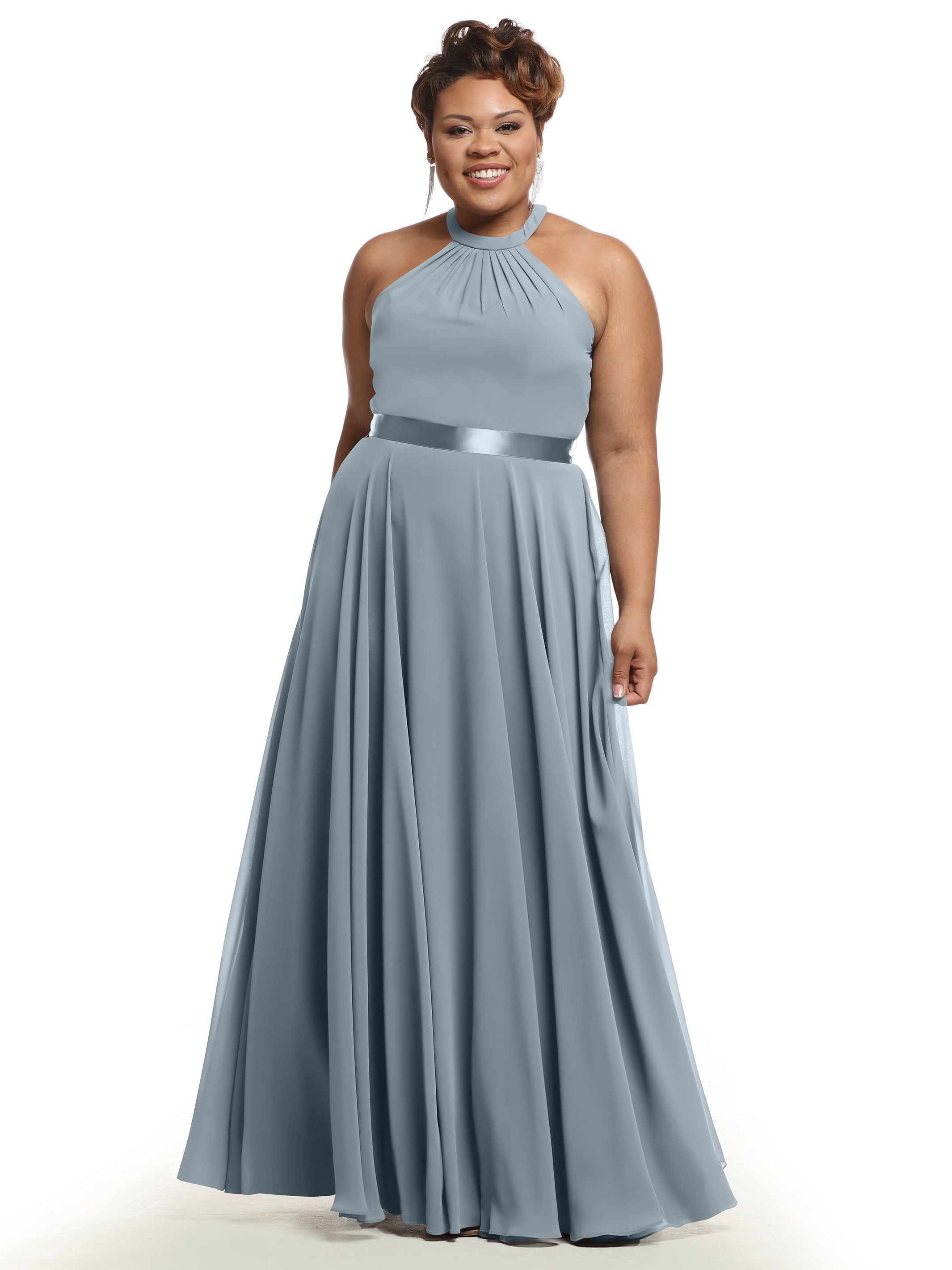 Elegant A-Line Chiffon Bridesmaid Dress with Halter Neckline - Perfect for Weddings, Formal Events & Special Occasions