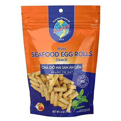 Viet Mini Egg Rolls Snack - Ready to Eat Saigon Style Gourmet Seafood Egg Rolls | Perfect for Parties, Appetizers & Asian Food Lovers