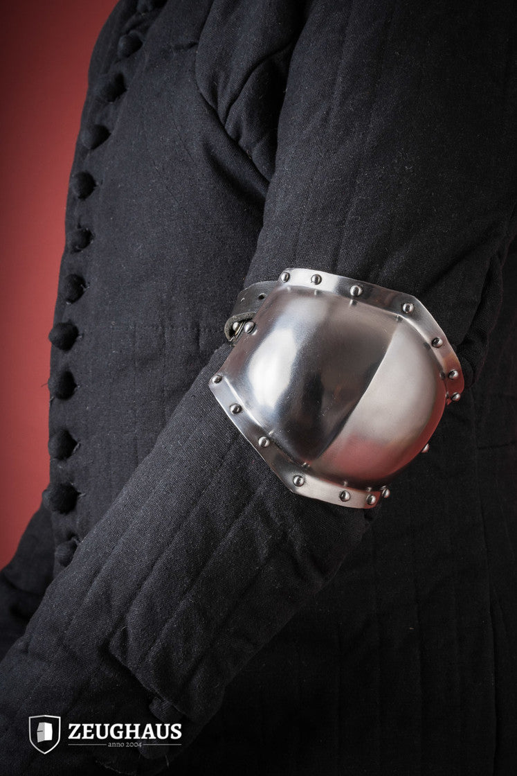 14th Century Medieval Elbow Caps - Polished Steel Armor Protection for LARP, Cosplay & Historical Reenactment