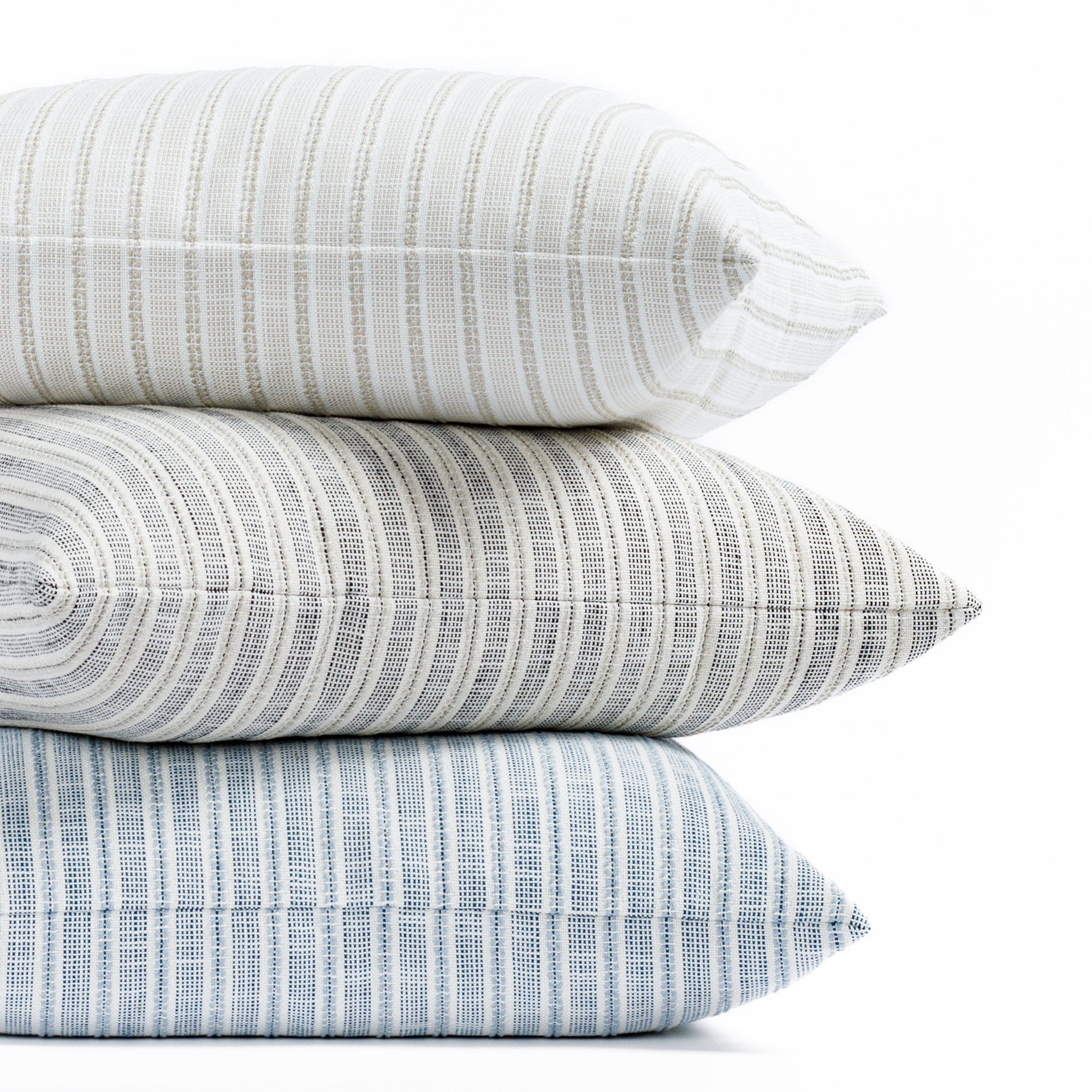 Amalfi Stripe 20x20 Outdoor Decorative Throw Pillow Cover - Natural Cotton Waterproof Cushion for Patio, Poolside, Garden & Porch Furniture