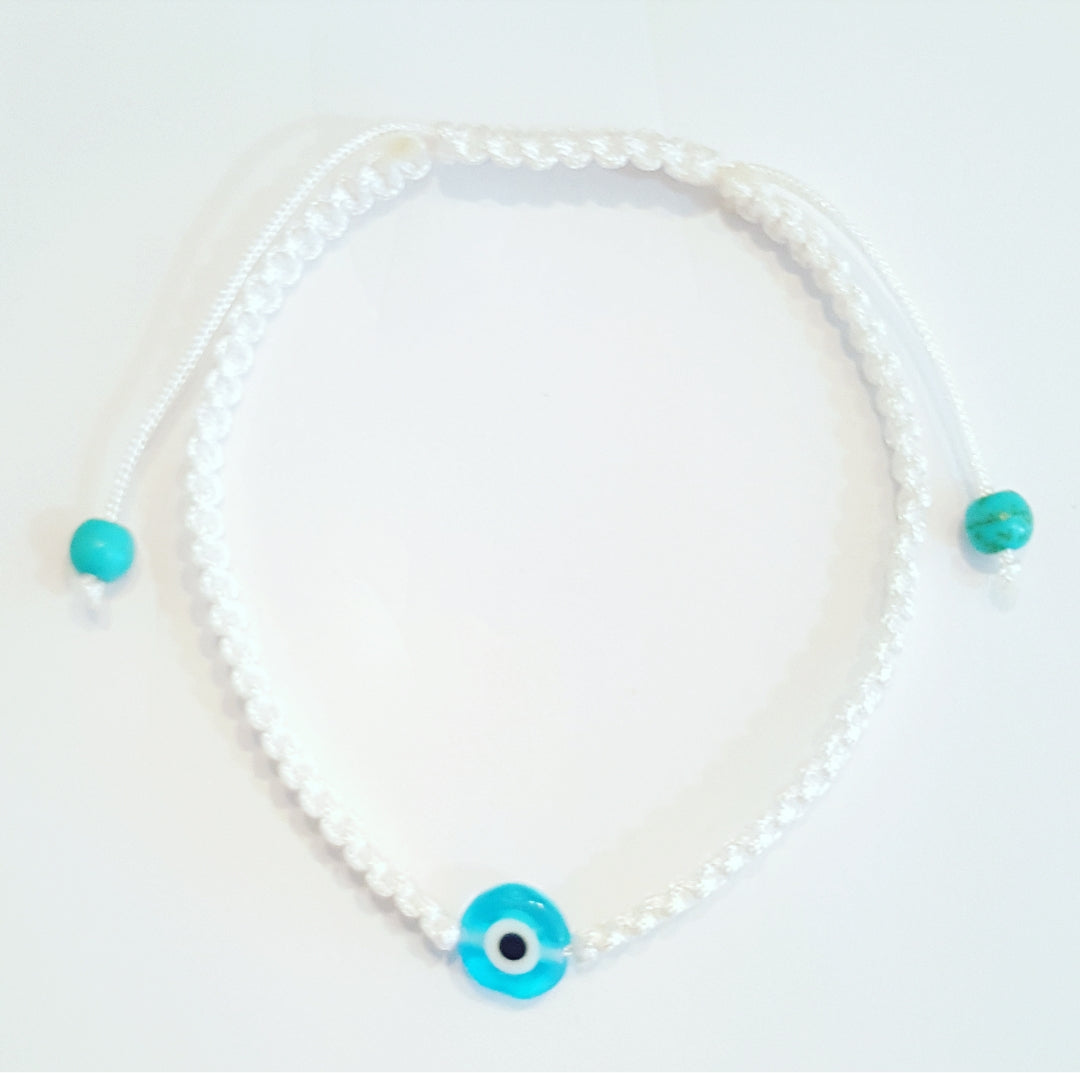 Evil Eye Cord Bracelet for Women - Mini Mati Protection Charm Adjustable String Bracelet - Perfect for Gifts, Travel & Daily Wear