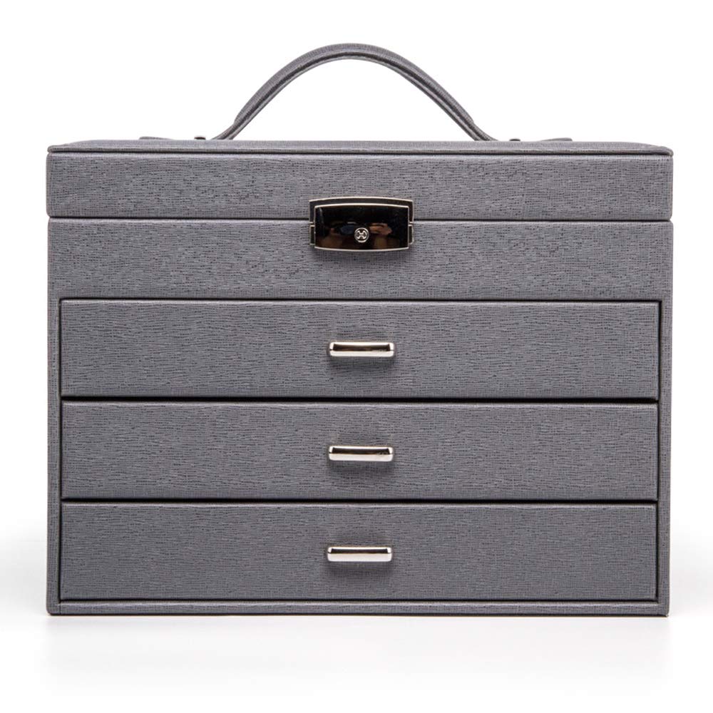 Acrylic Jewelry Storage Box with Mirror & Lock - 4-Layer PU Leather Organizer for Necklaces, Earrings, Bracelets & Rings | Jewelry Display Case for Bedroom, Travel & Gift Giving