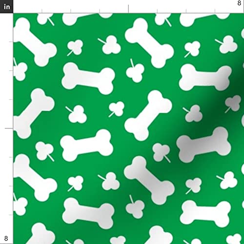 Dog Treat Bones & Shamrocks St. Patrick's Day Print Velvet Fabric by Spoonflower - Green Irish Shamrock Upholstery Material for Home Decor, Apparel & Crafts (Perfect for DIY Pillows, Curtains & Pet Accessories)