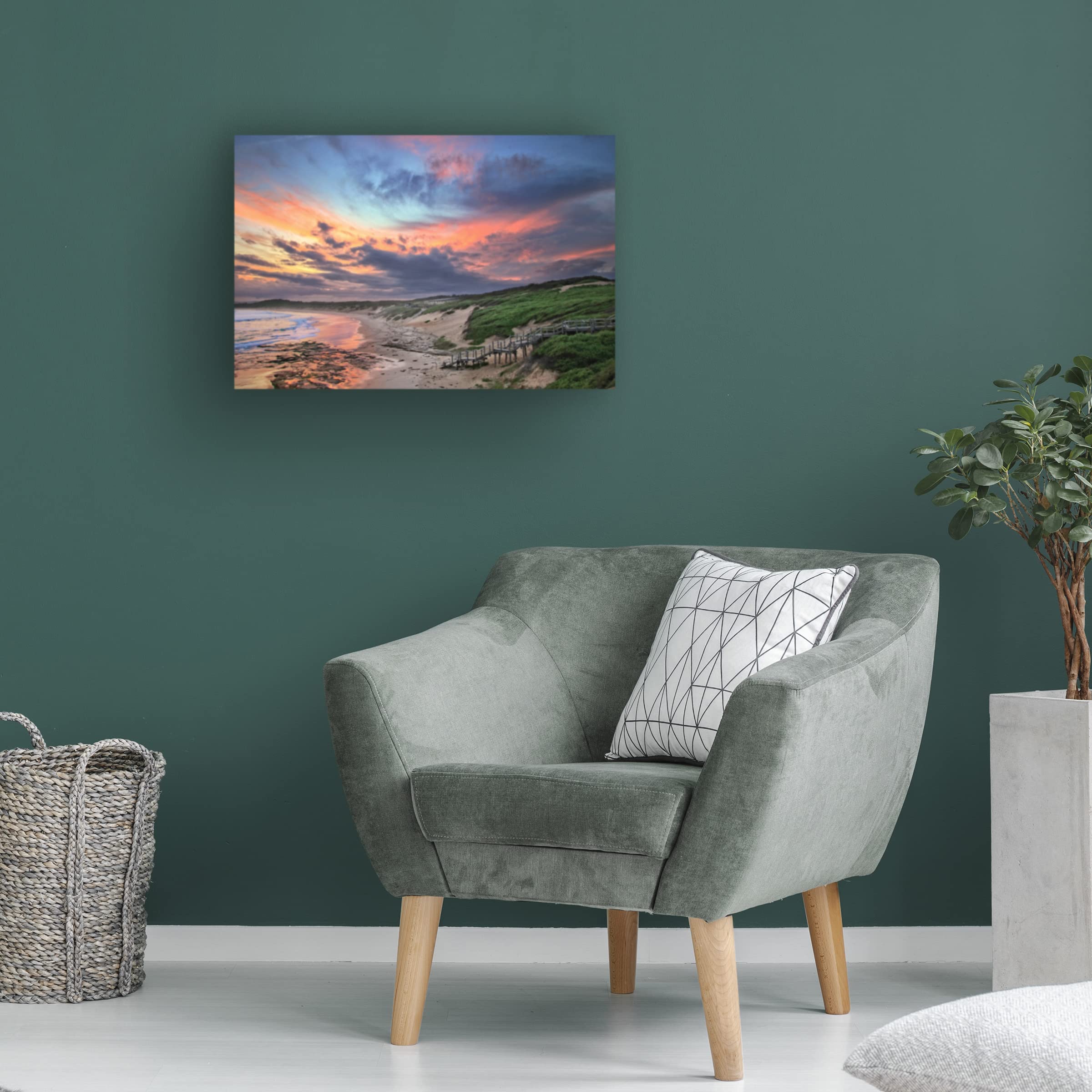 Trademark Fine Art 'Soldiers Beach' Canvas Wall Art Print by Beata Czyzowska Young - Coastal Landscape Painting for Living Room, Bedroom & Office Decor