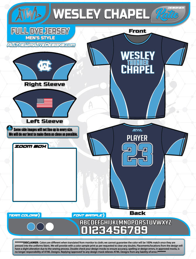 Wesley Chapel Thunder Full Dye Jersey - Premium Sublimated Football Uniform for Fall 2018 Season | Perfect for Youth & High School Football Games, Team Sports, and Fan Apparel