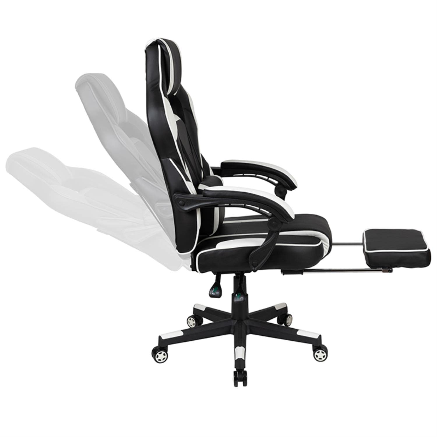 Flash Furniture Red Gaming Desk with Cup Holder & Headphone Hook - White Reclining Gaming Chair with Adjustable Arms & Footrest - Perfect for PC Gaming Setup, Home Office & Esports Tournaments