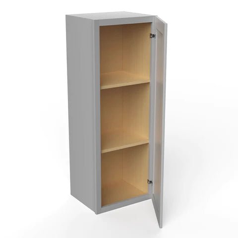 42 Inch Grey Shaker Wall Cabinet - 15W x 42H x 12D - Perfect for Kitchen, Bathroom & Laundry Room Storage