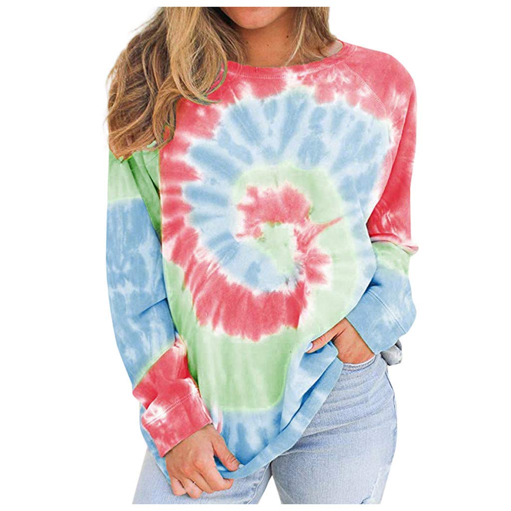 Women's Plus Size Tie Dye Print Oversized Pullover Hoodie - Loose Long Sleeve Sweatshirt for Casual Wear & Cozy Loungewear