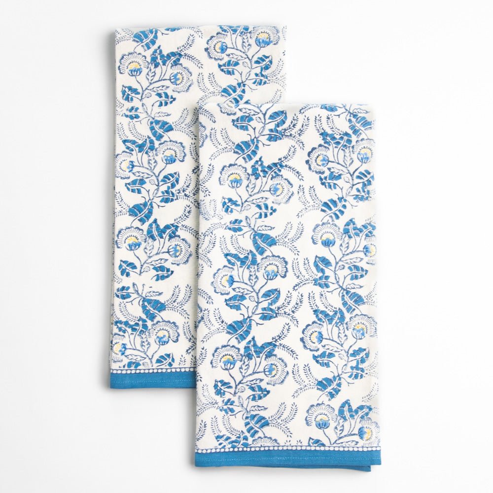 Premium Gardenia Vine Azure Tea Towels - Soft, Absorbent & Stylish Kitchen Towels for Drying Dishes, Decor & Gift Giving