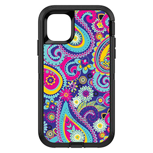 Hot Blue Yellow Pink Paisley On Black Case