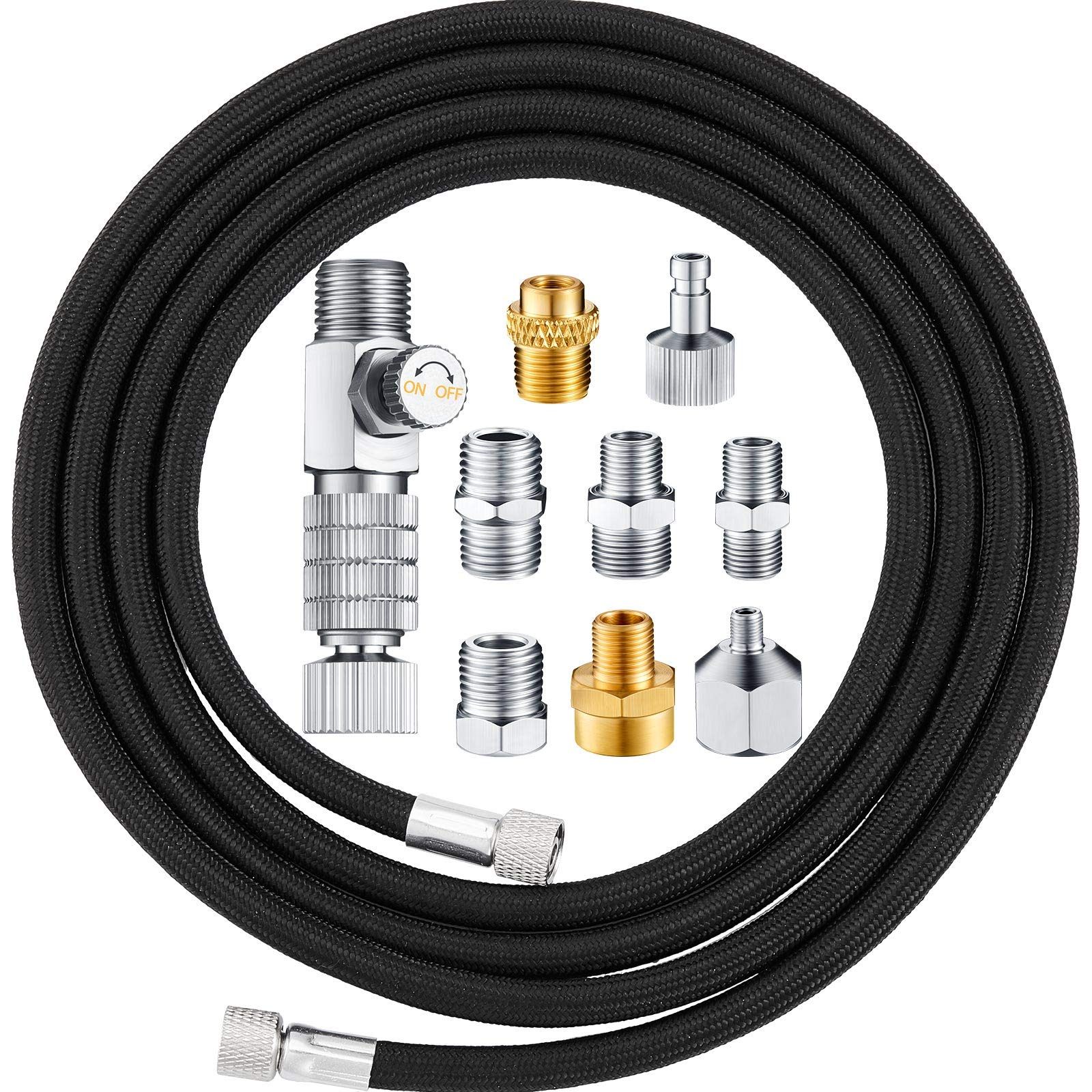 10 Pieces 6ft Nylon Braided Airbrush Hose with Quick Release Coupler - Airbrush Kit for Air Compressor & Adapter - Perfect for Tattoo, Nail Art, Cake Decorating & Model Painting