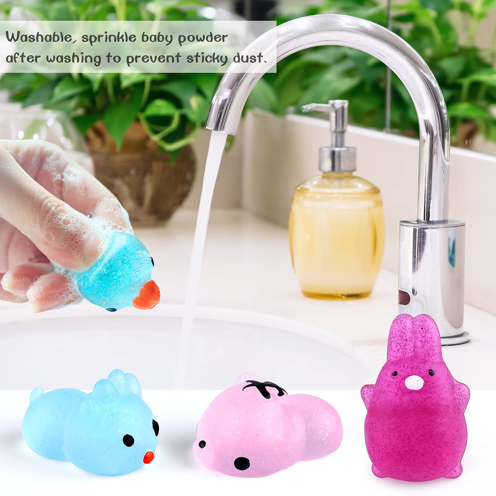 KUUQA 30pcs Glitter Squishy Toys for Kids & Adults - Stress Relief Sensory Fidget Toys, Birthday Party Favors, Easter Egg Fillers - Perfect for Goodie Bags, Classroom Rewards & Anxiety Relief
