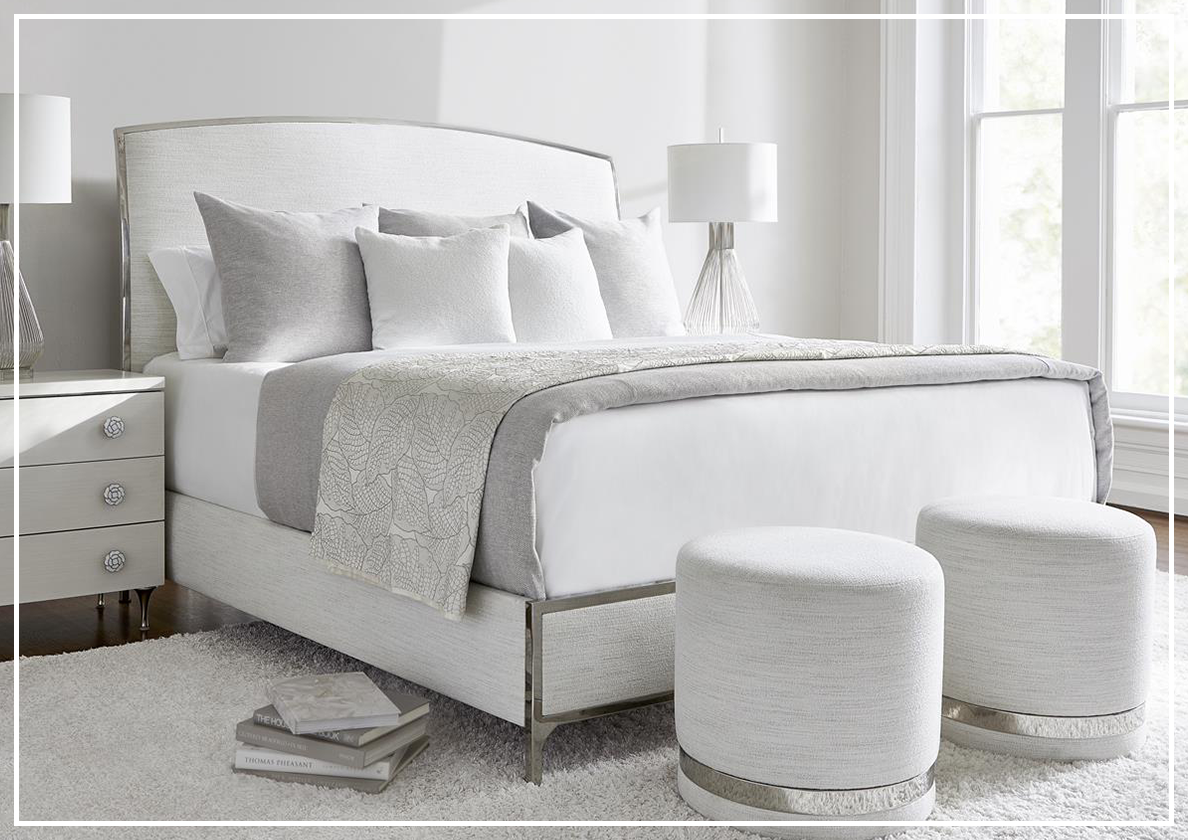 Bernhardt Silhouette King Panel Bed in Gray - Modern Upholstered Bed Frame for Bedroom - Perfect for Master Bedrooms, Guest Rooms & Luxury Home Decor