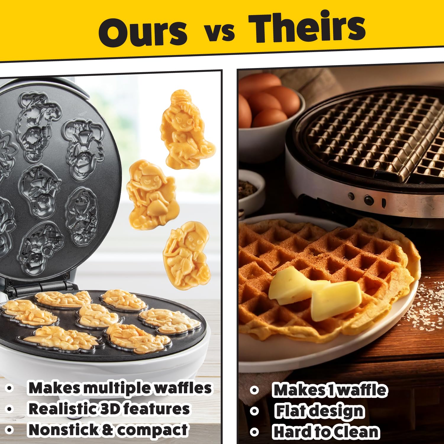 Fairy Friends Mini Waffle Maker - Electric Non-Stick Waffle Iron for Kids & Adults - Makes 7 Magical Fairy-Shaped Waffles & Pancakes Fast - Perfect for Breakfast, Parties & Princess-Themed Gifts