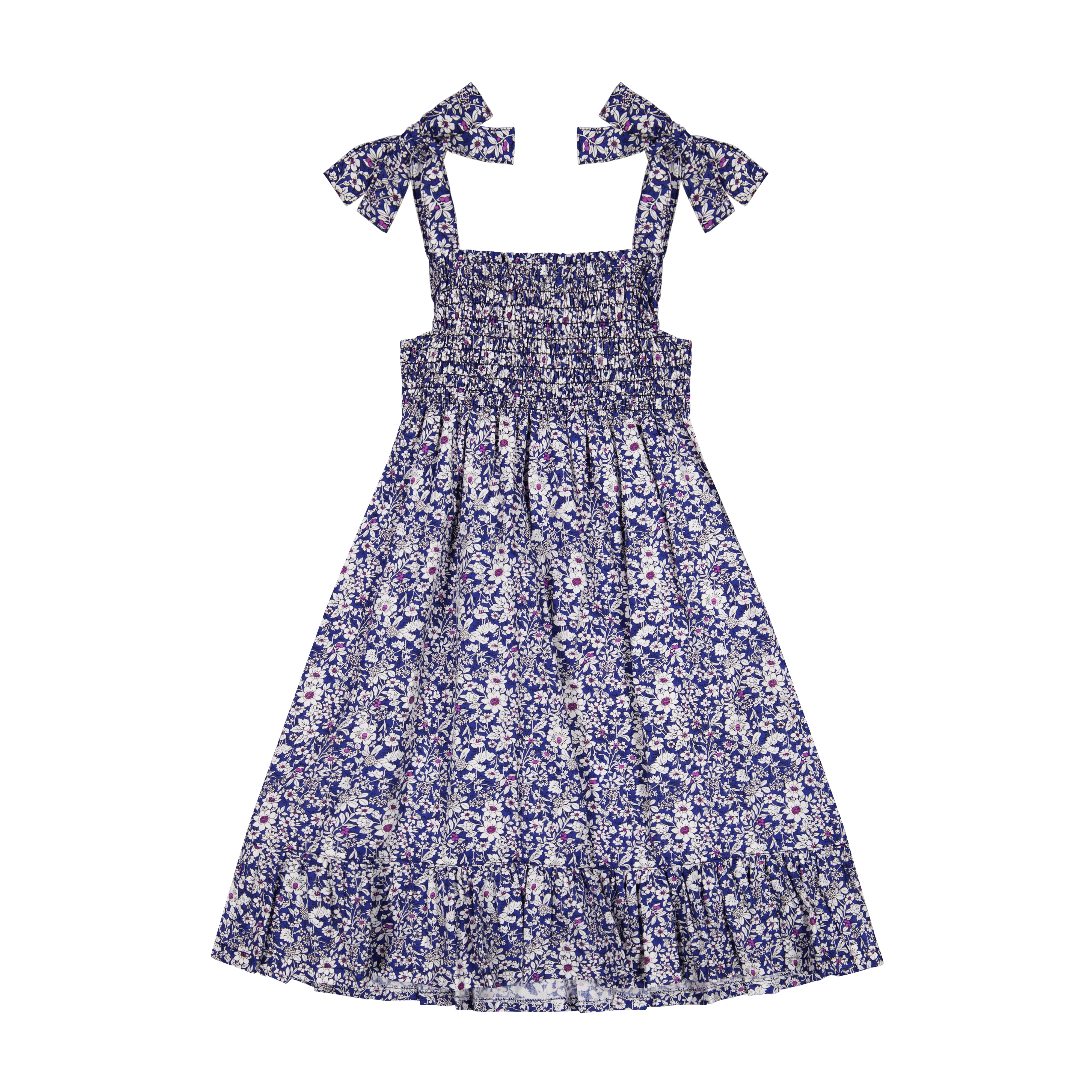 India Shoulder Tie Sundress Navy Floral - Women's Summer Beach Dress for Vacation, Pool Party & Boho Fashion