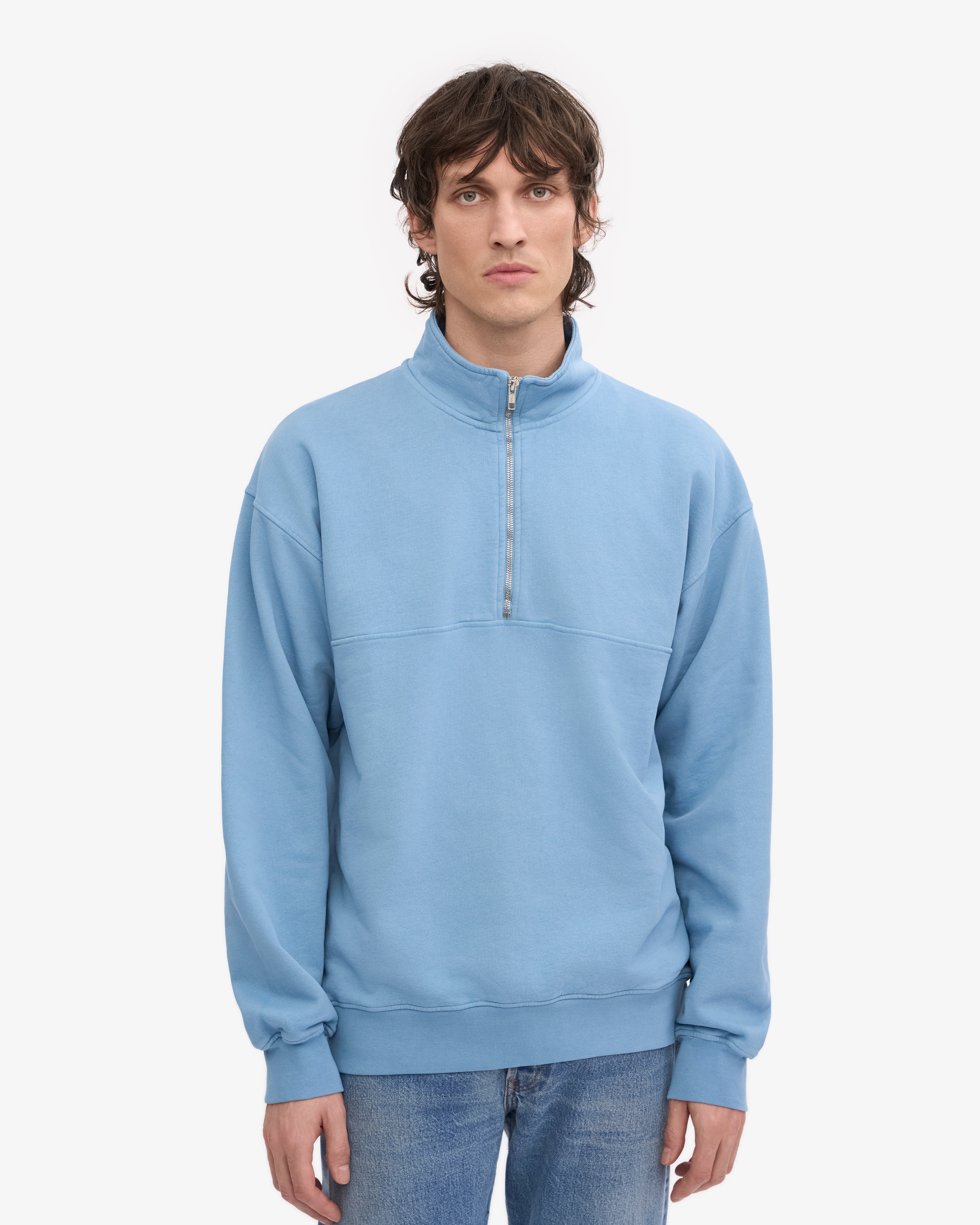 Organic Quarter Zip Sweatshirt for Men - Soft & Comfortable Seaside Blue Pullover - Perfect for Casual Wear, Outdoor Activities & Layering in Cool Weather