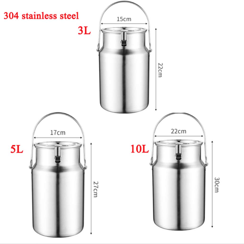Premium 304 Stainless Steel Milk Can & Wine Pail with Sealed Lid - 5 Gallon Food Grade Storage Container with Ergonomic Handle & Stable Base - Ideal for Dairy Farm, Winery, Home Brewing & Commercial Liquid Storage