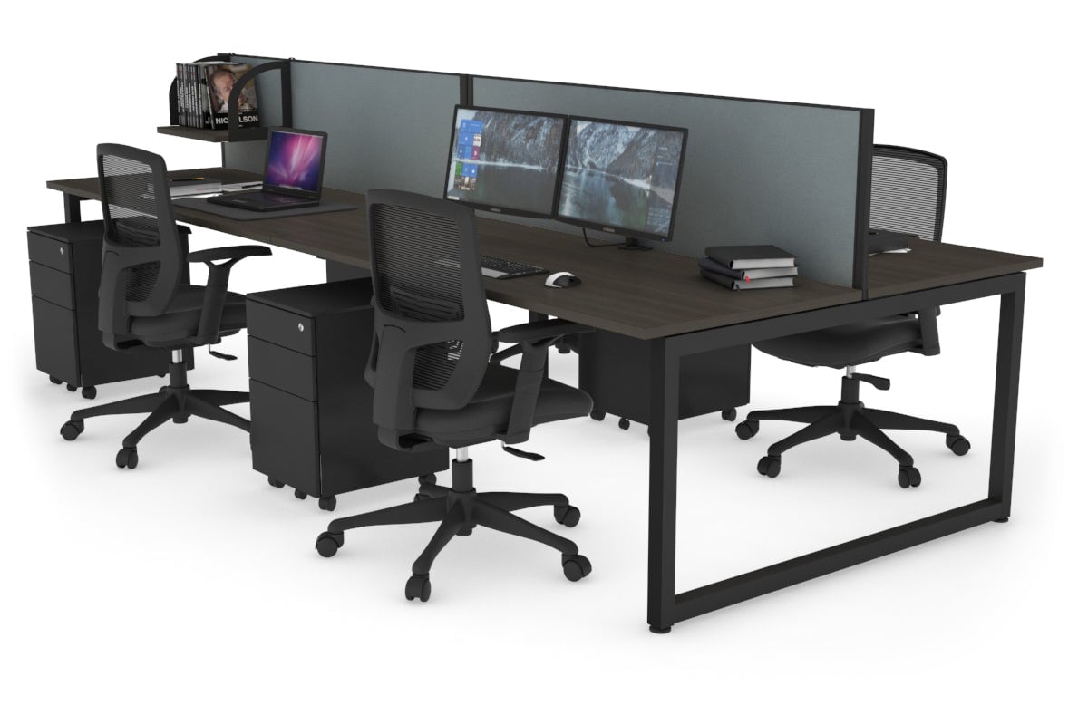 Quadro Loop Legs 4 Person Office Workstation Desk - 1800L x 700W - Modern Collaborative Workspace Solution for Team Projects & Office Meetings