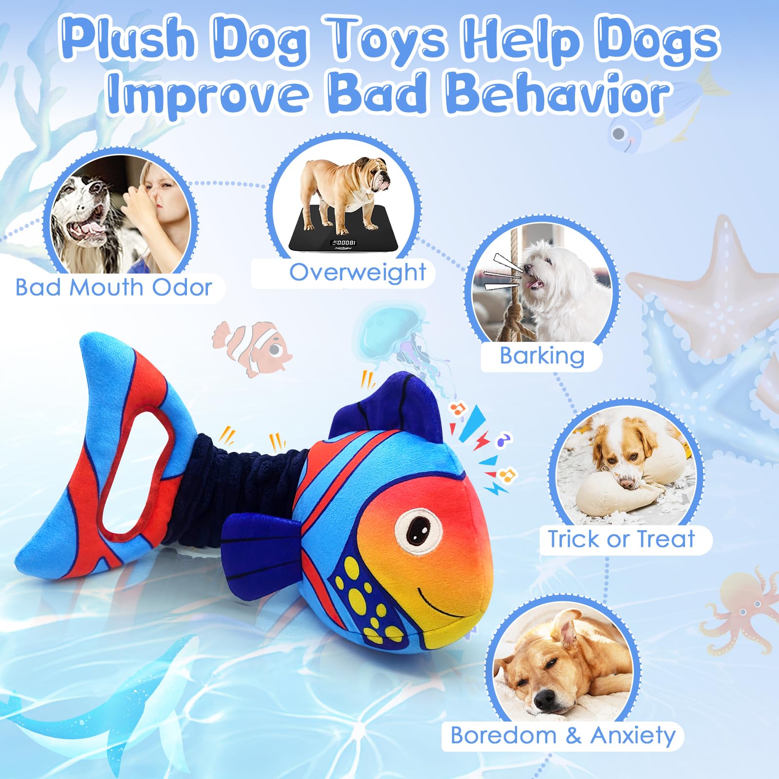 Large Squeaky Dog Toys - Plush Stuffed Puppy Chew Toys with Crinkle Paper for Small, Medium & Large Dogs | Interactive Tug of War Play, Training & Teething Relief