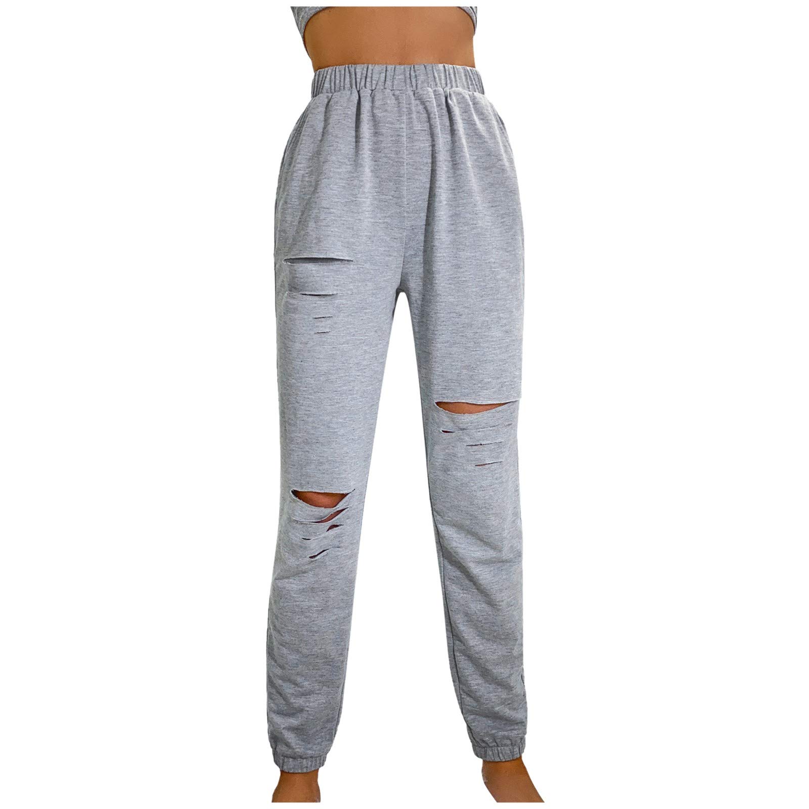Stylish High Waist Ripped Women's Pants - Trendy Casual Trousers for American & European Fashion | Perfect for Everyday Wear, Office, and Night Out